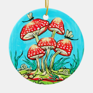 Mushrooms Ceramic Ornament