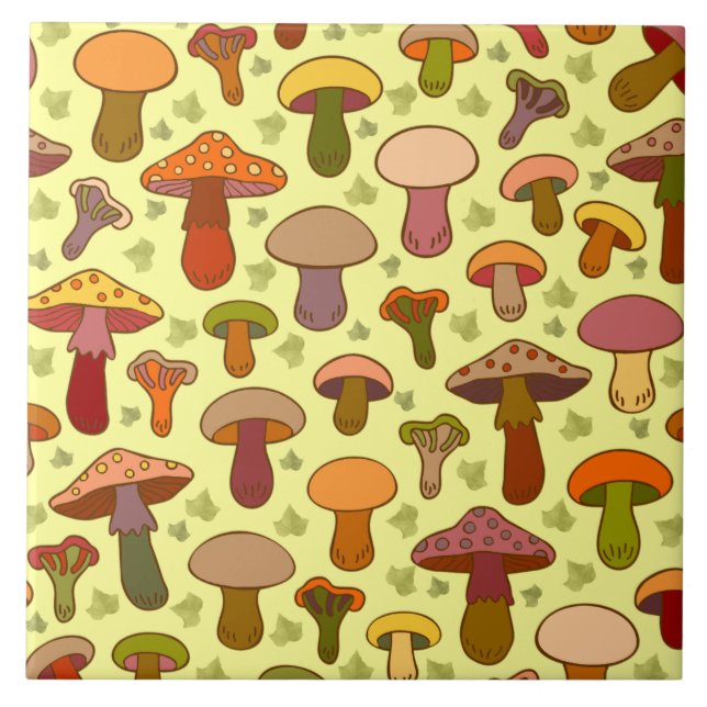 Mushrooms Ceramic Tile (Front)
