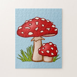 MUSHROOMS COLORFUL RED JIGSAW PUZZLE