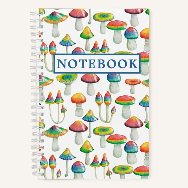 Mushrooms Cottagecore Illustrated Fungi  Notebook (Front)