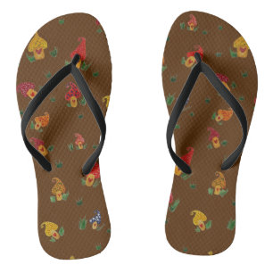 Mushrooms Custom Adult, Slim Straps Flip Flops