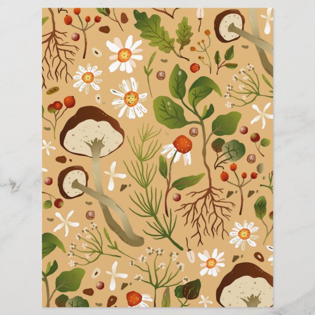 Mushrooms, Daisies and Foliage (Front)