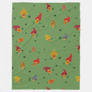 Mushrooms Drawing Fleece Blanket, Large