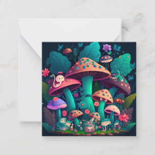 Mushrooms elfs in the field card