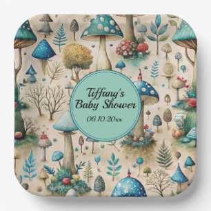 Mushrooms Fairyland Baby Shower  Paper Plate