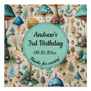 Mushrooms Fairyland Birthday Party Welcome Sign