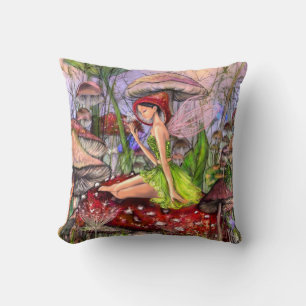 Mushrooms Fantasy Throw Pillow