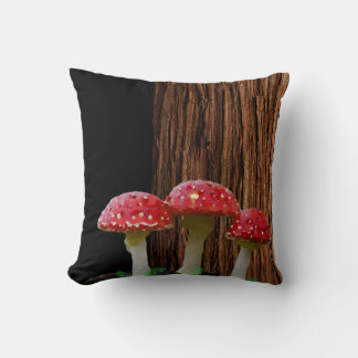 Mushrooms, Ferns and Tree Throw Pillow