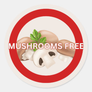 Mushrooms Free Food Allergy Alert Classic  Round Sticker