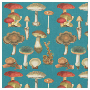 Mushrooms Fungi Plant Botanical Garden collage art Fabric