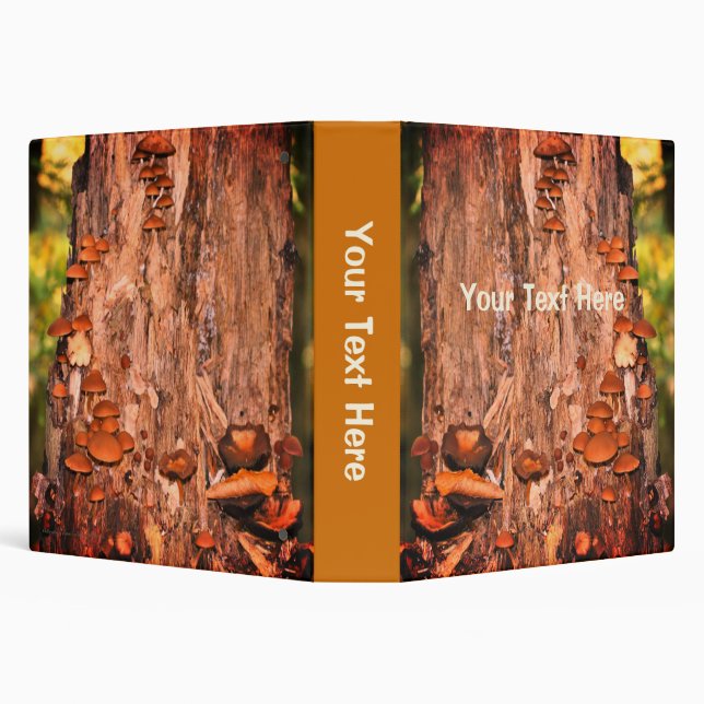 Mushrooms Growing On Tree Nature Personalized Binder (Background)