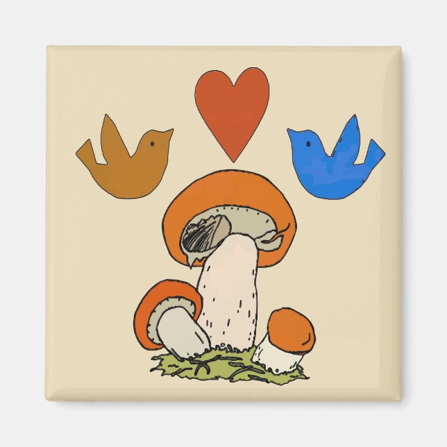 Mushrooms Heart Magnet (Front)