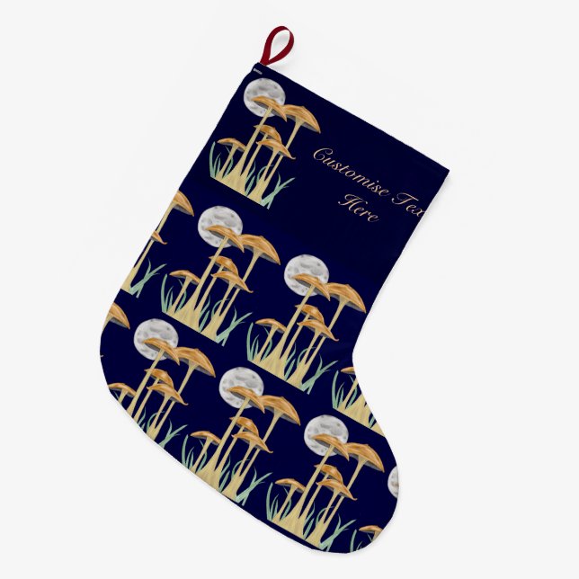 Mushrooms In Moonlight Large Christmas Stocking (Front (Hanging))