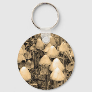 Mushrooms in Sepia Keychain