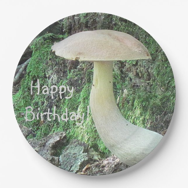 Mushrooms in the Forest Birthday Paper Plate (Front)