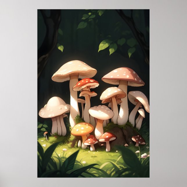 Mushrooms in the Forest Poster (Front)