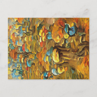 Mushrooms in the spring forest postcard