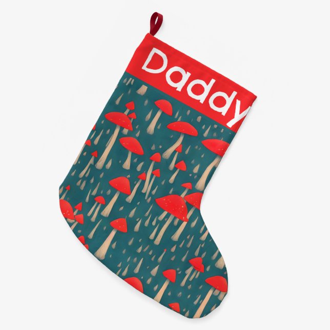 Mushrooms Large Christmas Stocking (Front (Hanging))