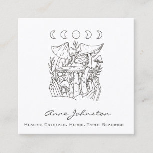 Mushrooms, Moons, and Crystals Square Business Card