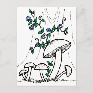 Mushrooms & Morning Glories postcard