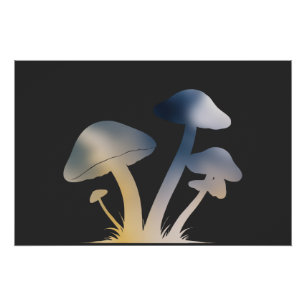 Mushrooms Nature Environment Life Silhouette Style Poster