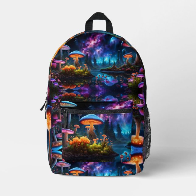Mushrooms on an Alien Planet Printed Backpack (Front)