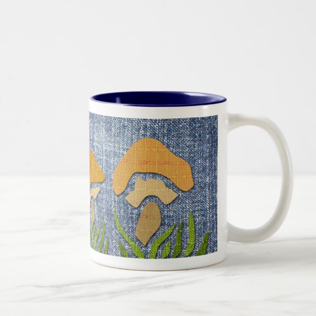 Mushrooms on Denim Mug (Right)