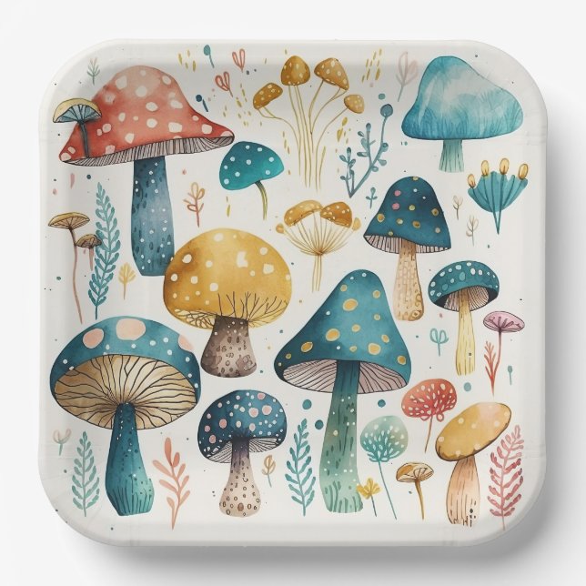 Mushrooms  paper plate (Front)