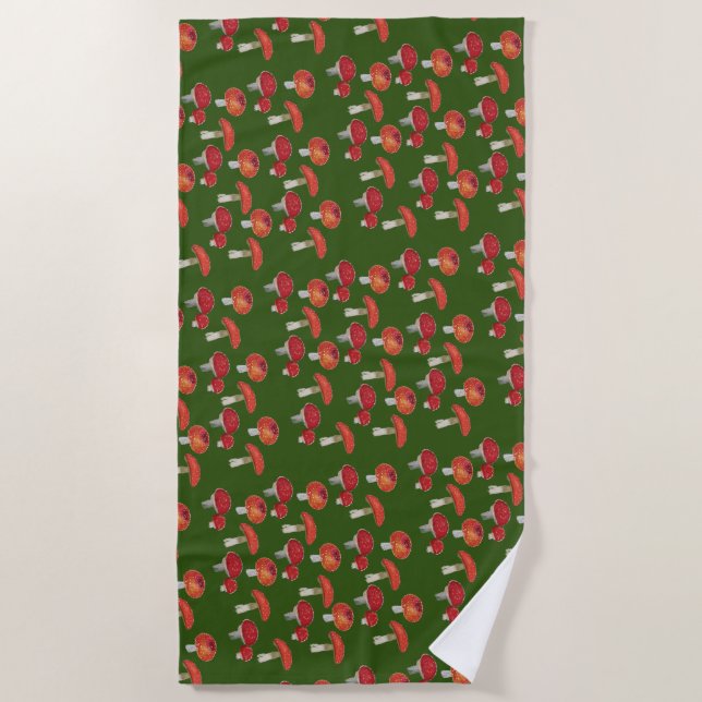 Mushrooms Pattern  Beach Towel (Front)