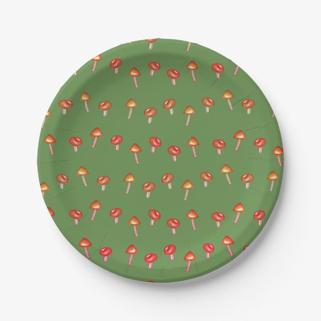 Mushrooms Pattern  Custom Paper Plates (Front)