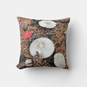 Mushrooms & Pine Cones Throw Pillow