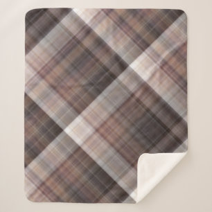 Mushrooms Rustic Brown Plaid Sherpa Blanket