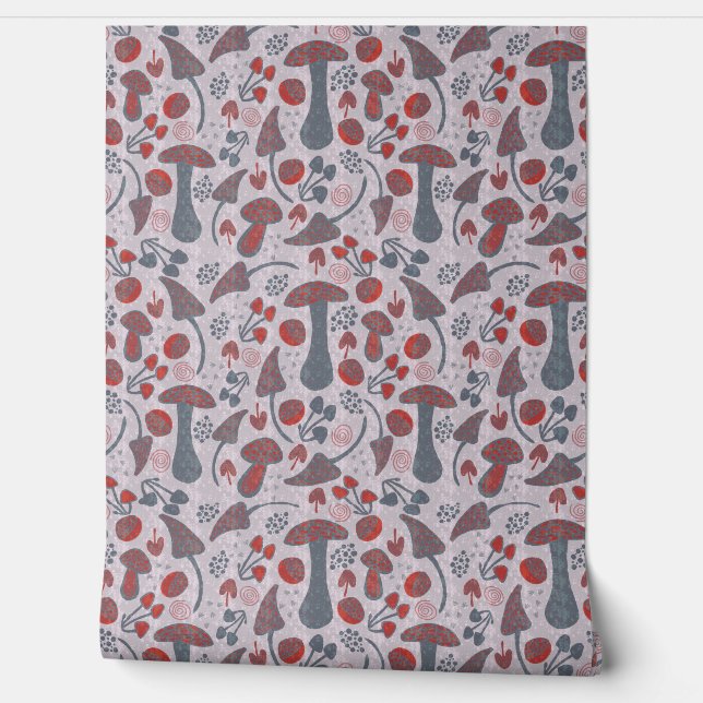 Mushrooms Special Pattern Design Wallpaper (Unrolling)