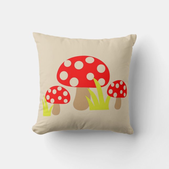 Mushrooms Throw Pillow (Front)