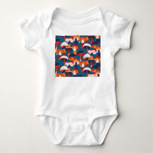 Mushrooms variety, vintage seamless illustration. baby bodysuit