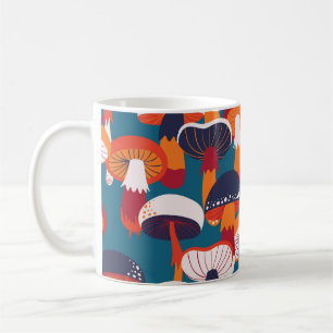 Mushrooms variety, vintage seamless illustration. coffee mug