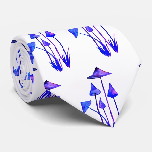 Mushrooms Watercolor Art Tie (Rolled)