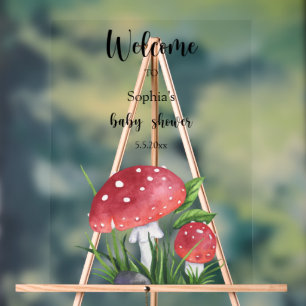 Mushrooms Welcome Baby Shower Acrylic Sign