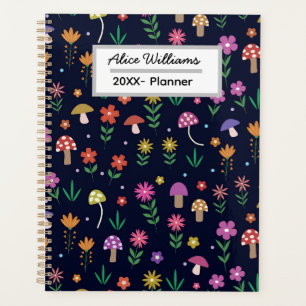 Mushrooms with Whimsical Flowers Personalized Planner