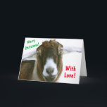 Mushy Romantic Goat Christmas Holiday Card<br><div class="desc">Cute and fun Christmas card featuring a romantic goat with love in his eyes! Personalize the messages and enjoy. Many thanks for looking! Photo ©Christine Greenspan</div>