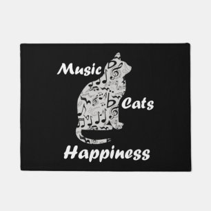 Music and Cats is Happiness Quote Doormat