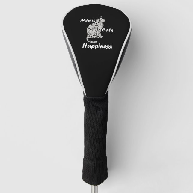 Music and Cats is Happiness Quote Golf Head Cover (Front)