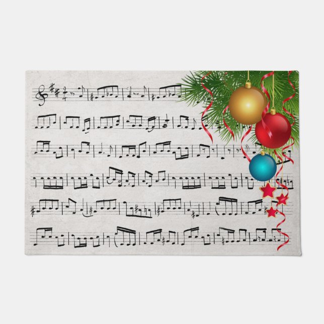 Music and Christmas Ornaments Doormat (Front)