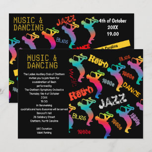 Music and Dancing Party JAZZ RETRO Music Invitation