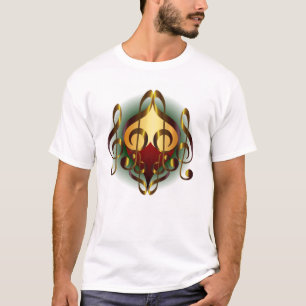 Music and Hearts Green Design T-Shirt