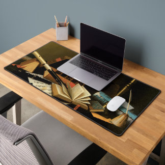 Music and Literature by William Harnett, Fine Art Desk Mat