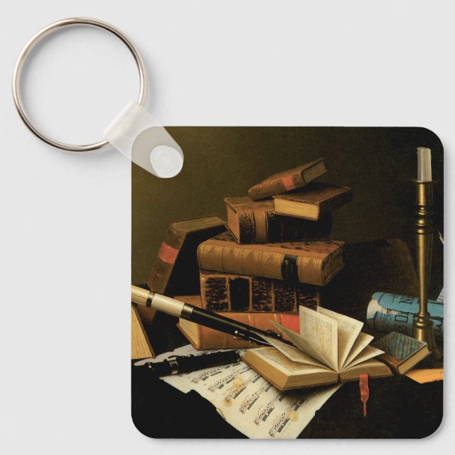 Music and Literature by William Harnett, Fine Art Keychain (Front)