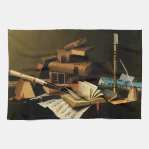 Music and Literature by William Harnett, Fine Art Kitchen Towel
