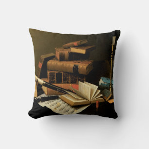 Music and Literature by William Harnett, Fine Art Throw Pillow