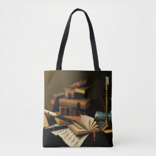 Music and Literature by William Harnett, Fine Art Tote Bag